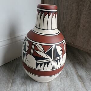Signed Navajo Native American Pottery Vase 12" Tribal Art by Nakai